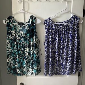 Kasper/ Calvin Klein Women's 1X Sleeveless Top Bundle - Teal and Blue Patterns